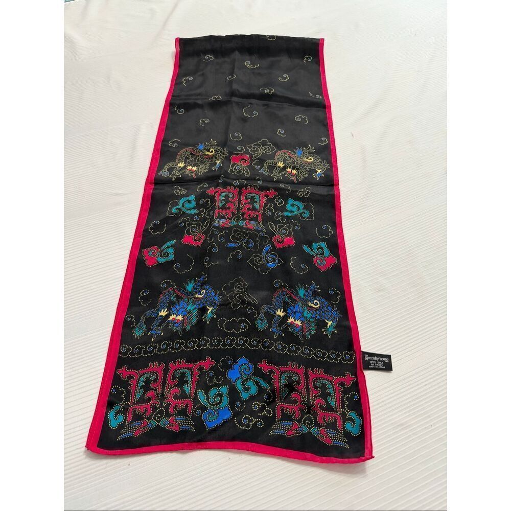 The Specialty House 100% Silk Vintage Dragon Scarf Made In Japan